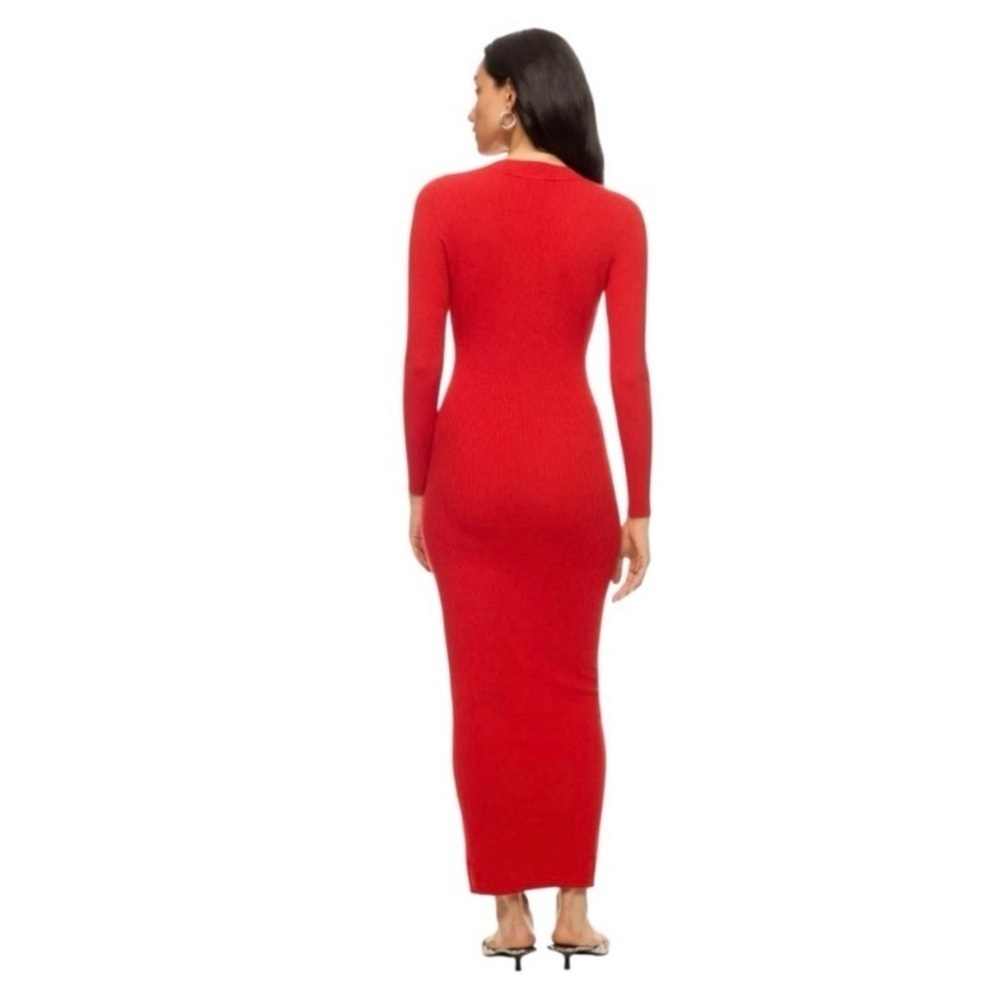 ROAM Cordoba Midi Dress Long Sleeve Sweater Sheath in Red Rib Knit Size XS - Picture 5 of 10